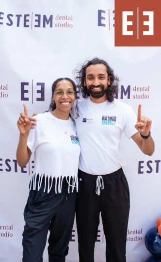 A young couple smiling outside together in powder springs ga